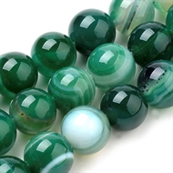 8 mm. natur stribet mørkegrøn agat